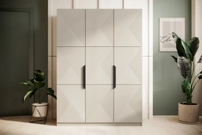 Dulap Asha 150 cm cu trei uși cu mânere metalice - cașmir / mânere negre