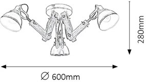 Rabalux 2724 - Lustră aplicată AKSEL 3xE14/15W/230V negru