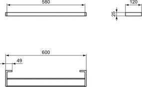 Bara dubla portprosop Ideal Standard Atelier Conca 60 cm crom lucios