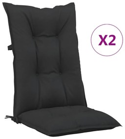 Perne pentru scaun de gradina, 2 buc., negru, 120x50x7 cm 2, Negru, 120 x 50 x 7 cm
