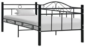 Cadru pat de zi, negru, 90 x 200 cm, metal Negru