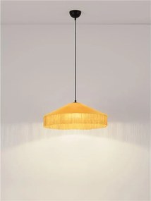 Lustra cu abajur din catifea si franjuri galben mustar VELVY