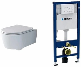 Set complet vas WC suspendat, Villeroy &amp; Boch, Soul si rezervor Geberit, Duofix, cu set de fixare si clapeta Delta 20