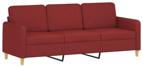 Canapea cu 3 locuri si taburet, rosu vin, 180 cm, textil Bordo, 198 x 77 x 80 cm