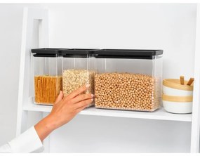 Cutii de depozitare Brabantia Tasty+ Stackable 1008879, 2x1.6L+1x3.5L, Fara BPA, Inchidere stransa, Gri inchis