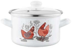 Oală emailată cu capac Emalia Pleszew Rubinka, 18 cm, 2,6 l, diam. 18 cm