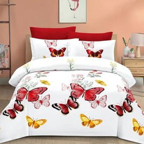 Lenjerie de pat 2 persoane, bumbac finet, 6 piese, 2 fete, SP1061