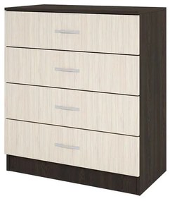 COMODA MALIA, 80X43.5X91 CM, 4 SERTARE, CULOARE WENGE/ASTRA, PAL