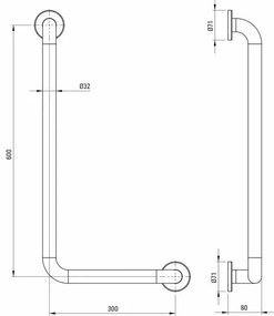 Maner de sustinere unghiular Deante Lehnen Concept Pro 30x61 cm stanga