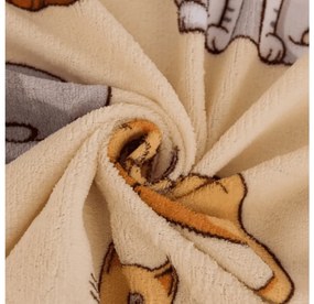 Cearsaf Cocolino microplus cu elastic COLORED CATS 90x200 cm crem