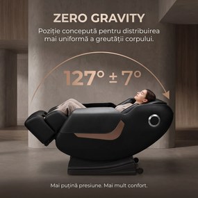 Fotoliu masaj GAIUS ULTRA PRO cu comanda vocala AI, Zero Gravity si incalzire lombara, Negru
