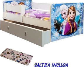 Pat junior Frozen cu sertar si saltea cadou