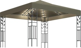 vidaXL Pavilion cu șiruri de lumini LED, gri taupe, 3x3m,