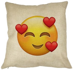 Perna Decorativa Patrata Emoji In Love, 40x40 cm, Husa Detasabila, Burduf