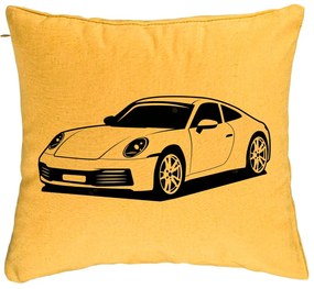 Perna Decorativa, Model Porsche 911, 40x40 cm, Galben, Husa Detasabila, Burduf