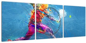 Tablou - Jucător de tenis pictat (cu ceas) (90x30 cm)