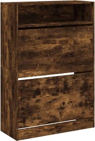 vidaXL Pantofar cu 2 sertare rabatabile, stejar fumuriu, 80x34x116 cm