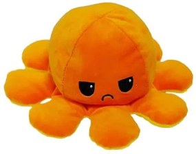 Jucarie reversibila din plus Octopus doll, caracatita cu 2 fete pentru reprezentarea sentimentelor, 20x20cm, galben-orange