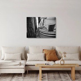Tablou pe sticlă - O barcă legată (70x50 cm)
