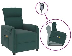 3143399 vidaXL Fotoliu de masaj cu ridicare, verde închis, material textil