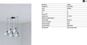 Lustra cu 5 pendule metal TATAWIN M blue