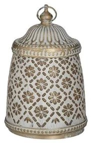 Felinar din sticla Antique White Gold cu LED 9 cm x 14 cm