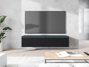 Dulap TV Dlana 140 MDF (Negru grafit + Negru) (cu iluminat LED alb). 1106204