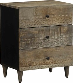 vidaXL Noptiera gri deschis 50x33x60 cm lemn masiv de mango