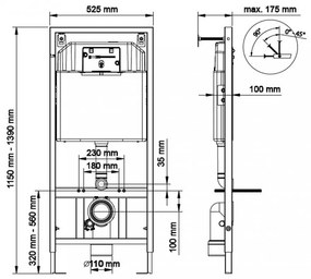 Rezervor de toaletă K-50 Slim, montat pe perete