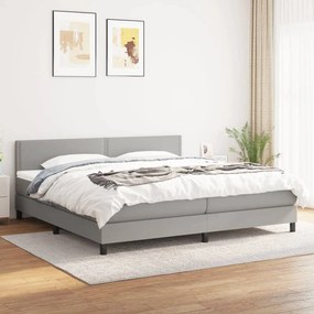 3140001 vidaXL Pat box spring cu saltea, gri deschis, 200x200 cm, textil