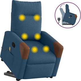 vidaXL Fotoliu de masaj rabatabil cu ridicare, albastru, textil