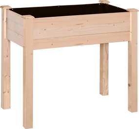 Outsunny Jardinieră ridicată din lemn, Pat de grădină pe picioare ridicat, Orificii de drenaj, Material nețesut, 86x46x76 lemn natural | Aosom Romania