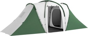 Outsunny Cort de Camping pentru 4-6 Persoane cu 2 Camere, 2 Uși și Geantă de Transport, 555x225x190 cm, Verde | Aosom Romania