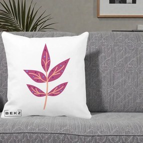 Perna Decorativa Ramura Botanica Mov, 40x40 cm, Alba Mata, Husa Detasabila, Perna Inclusa, BEKZ®
