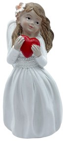 Figurina Inger cu inimioara in maini, Elsa, Alb, 10cm