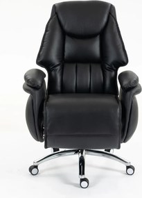 PRESIDENT BLACK 999 – Scaun Executiv Premium din Piele Naturală, Reclinabil electric, 2 Motoare, Suport pentru Picioare, Negru