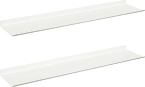vidaXL Raft suspendat Pe perete 2 pcs Alb 80 x 18 x 2,5 cm Oțel