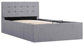 285576 vidaXL Cadru de pat hidraulic cu ladă gri deschis 90x200 cm textil