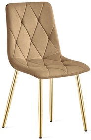 Scaun Bucatarie/Dining Fido Catifea  Maro Picioare Aurii