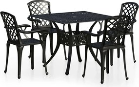 vidaXL Set mobilier bistro, 5 piese, negru, aluminiu turnat