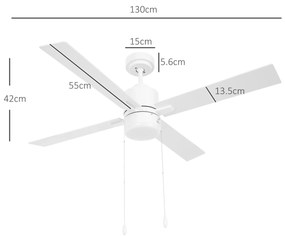 HOMCOM Ventilator de Tavan cu Lumina, Ventilator de Tavan | Aosom Romania