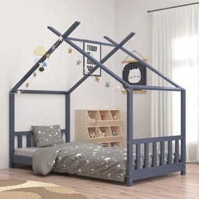 283371 vidaXL Cadru de pat de copii, gri, 80 x 160 cm, lemn masiv de pin
