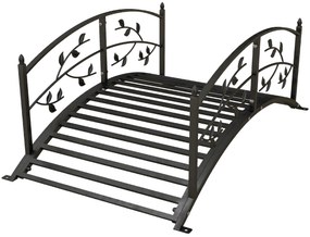 Outsunny Pod de grădină - pod de bazine - decor grădină dim. 119L x 67l x 47H cm cu balustradă motive de viță de vie oțel negru | Aosom Romania