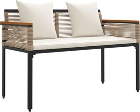 vidaXL Bancă de exterior Bej și alb crem 117 x 54 x 74.5 cm poliratan