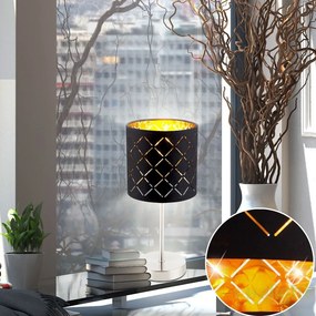 Lampa eleganta cu abajur din tesatura negru cu auriu, CLARKE 15229T GL