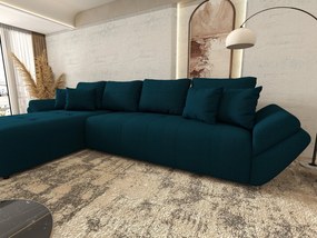 Colțar extensibil dumonde cu ladă de depozitare si sezut confortabil din spuma high-density, Berlin XL Enjoy Petrol 350x185 cm