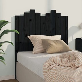 Tablie de pat, negru, 96x4x110 cm, lemn masiv de pin 1, Negru, 96 x 4 x 110 cm