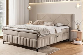 Pat boxspring Wasil 180x200 cu spațiu de depozitare - catifea bej hidrofobă Element 6