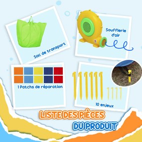 AIYAPLAY Castel gonflabil 4 în 1 cu tobogan, coș de baschet, piscină cu bile, ventilator 370W, 415 x 205 x 190 cm | Aosom Romania