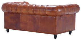 Canapea Chesterfield 2 locuri, din piele naturala, cognac, Classic Chic
